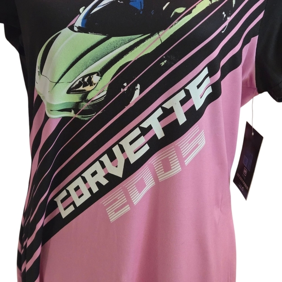 Chemistry Corvette Graphic T-Shirt Mini Dress Black & Pink Women size 1X - Picture 2 of 15